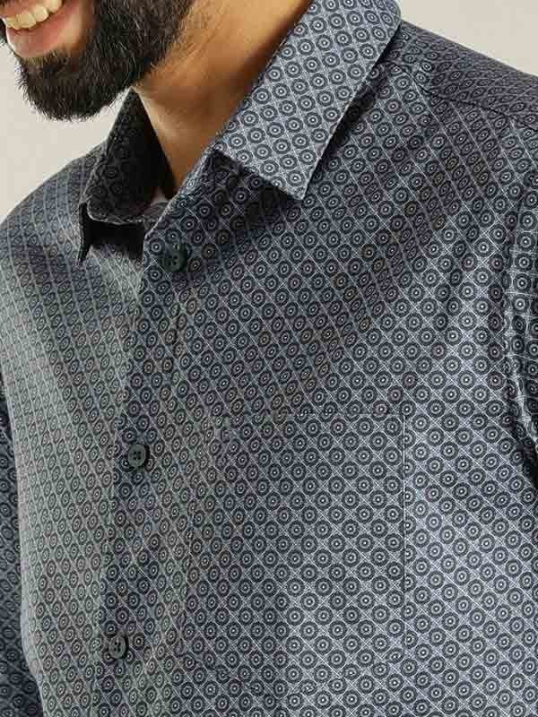 Indian Terrain Men All Over Print Blue Shirt